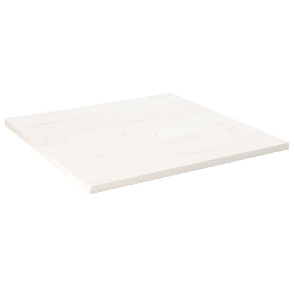Piano Tavolo Bianco 80x80x2,5cm Legno Massello di Pino Quadrato
