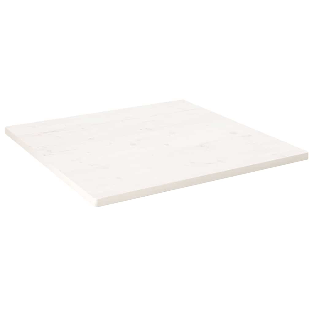 Piano Tavolo Bianco 90x90x2,5cm Legno Massello di Pino Quadrato