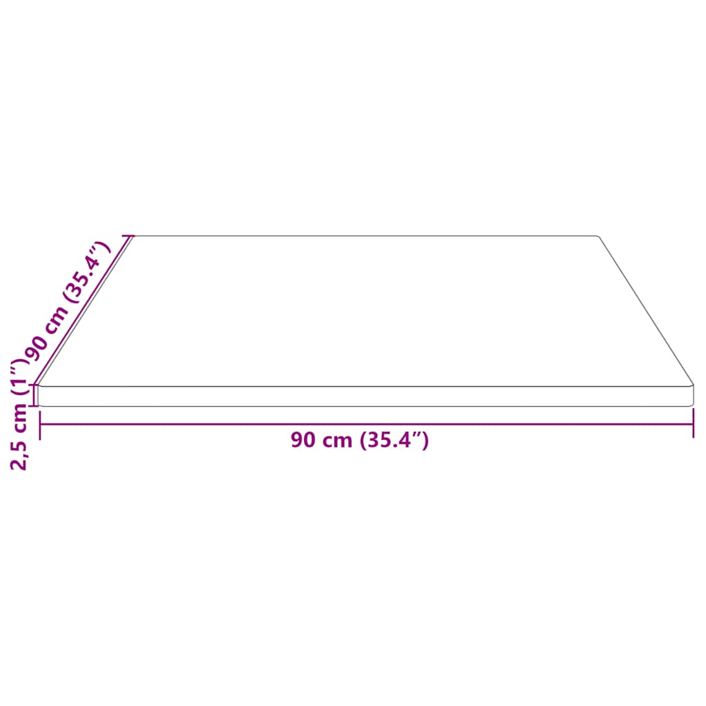 Piano Tavolo Bianco 90x90x2,5cm Legno Massello di Pino Quadrato - homemem39