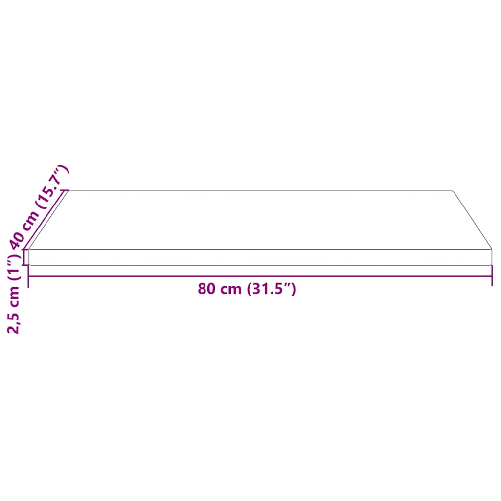Piano Tavolo 80x40x2,5 cm Legno Massello di Pino Rettangolare | homemem39