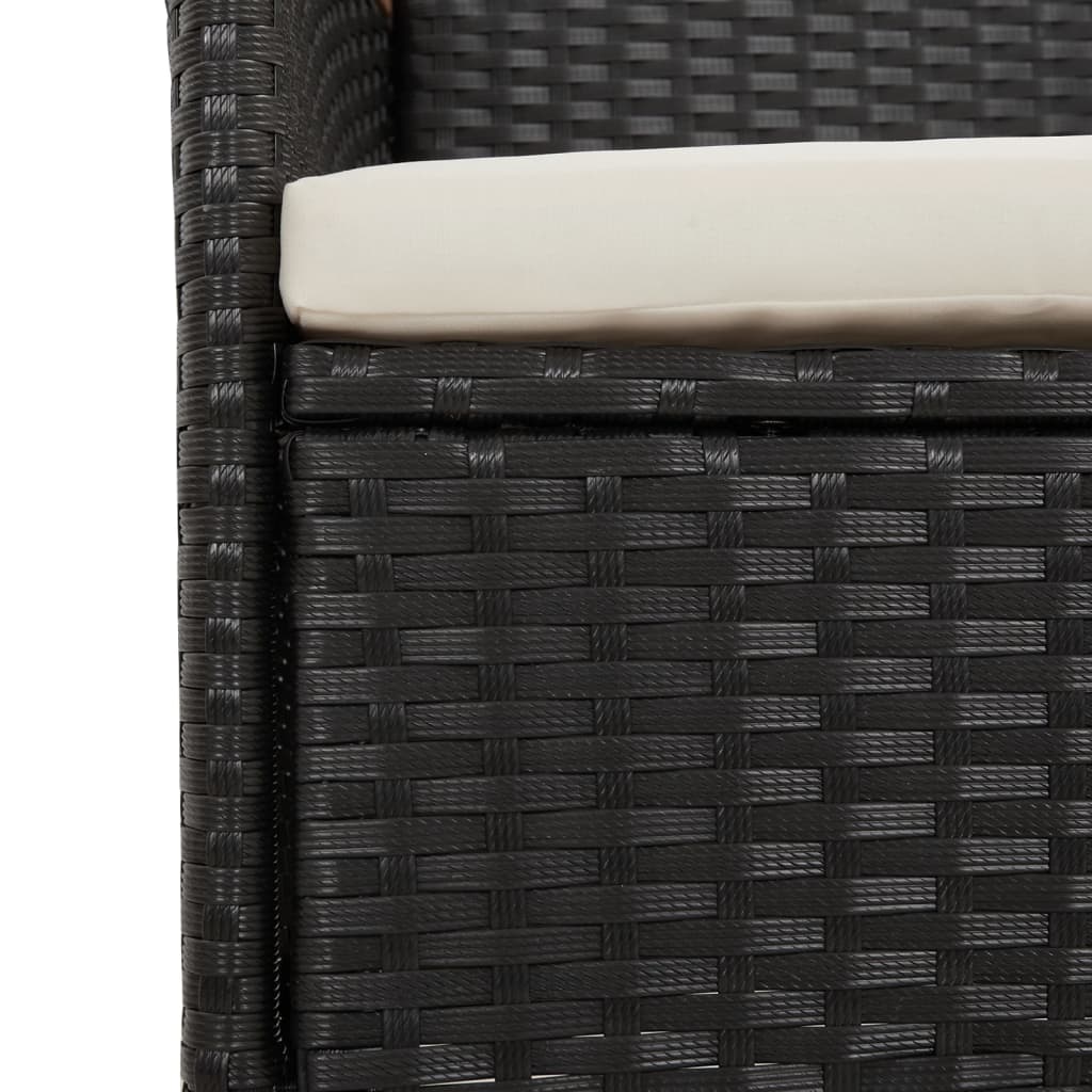 Set da Pranzo da Giardino 3 pz con Cuscini Nero in Polyrattan - homemem39