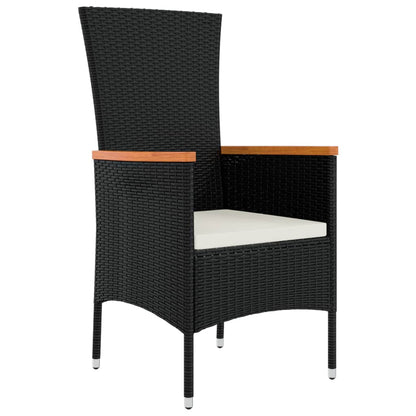 Set da Pranzo da Giardino 5 pz Nero con Cuscini in Polyrattan - homemem39