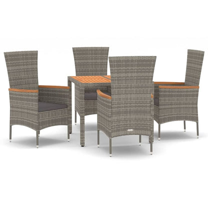 Set da Pranzo da Giardino 5 pz con Cuscini in Polyrattan Grigio | homemem39