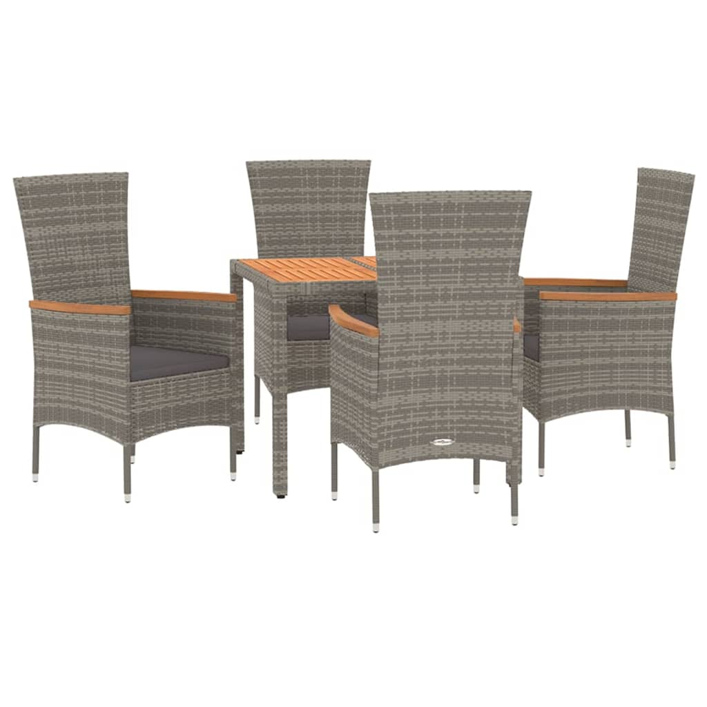 Set da Pranzo da Giardino 5 pz con Cuscini in Polyrattan Grigio | homemem39