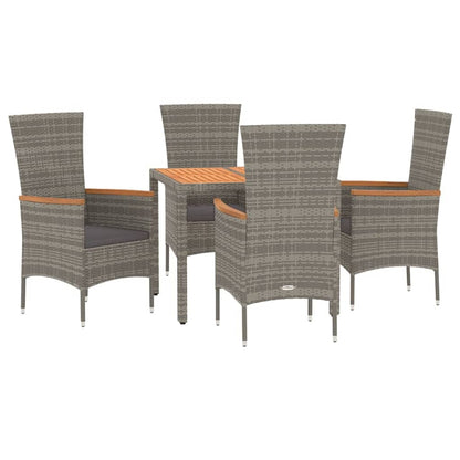 Set da Pranzo da Giardino 5 pz con Cuscini in Polyrattan Grigio | homemem39