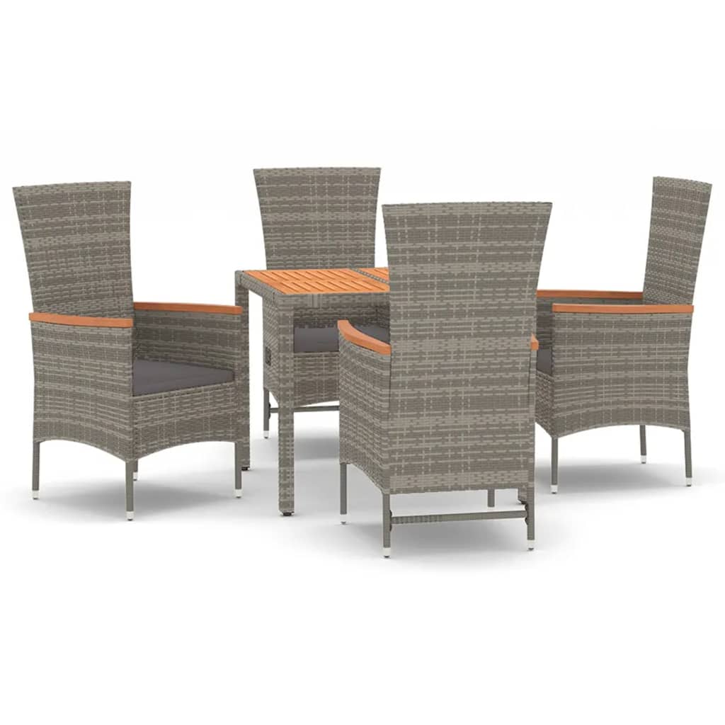 Set da Pranzo da Giardino 5 pz con Cuscini in Polyrattan Grigio | homemem39