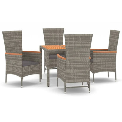 Set da Pranzo da Giardino 5 pz con Cuscini in Polyrattan Grigio | homemem39