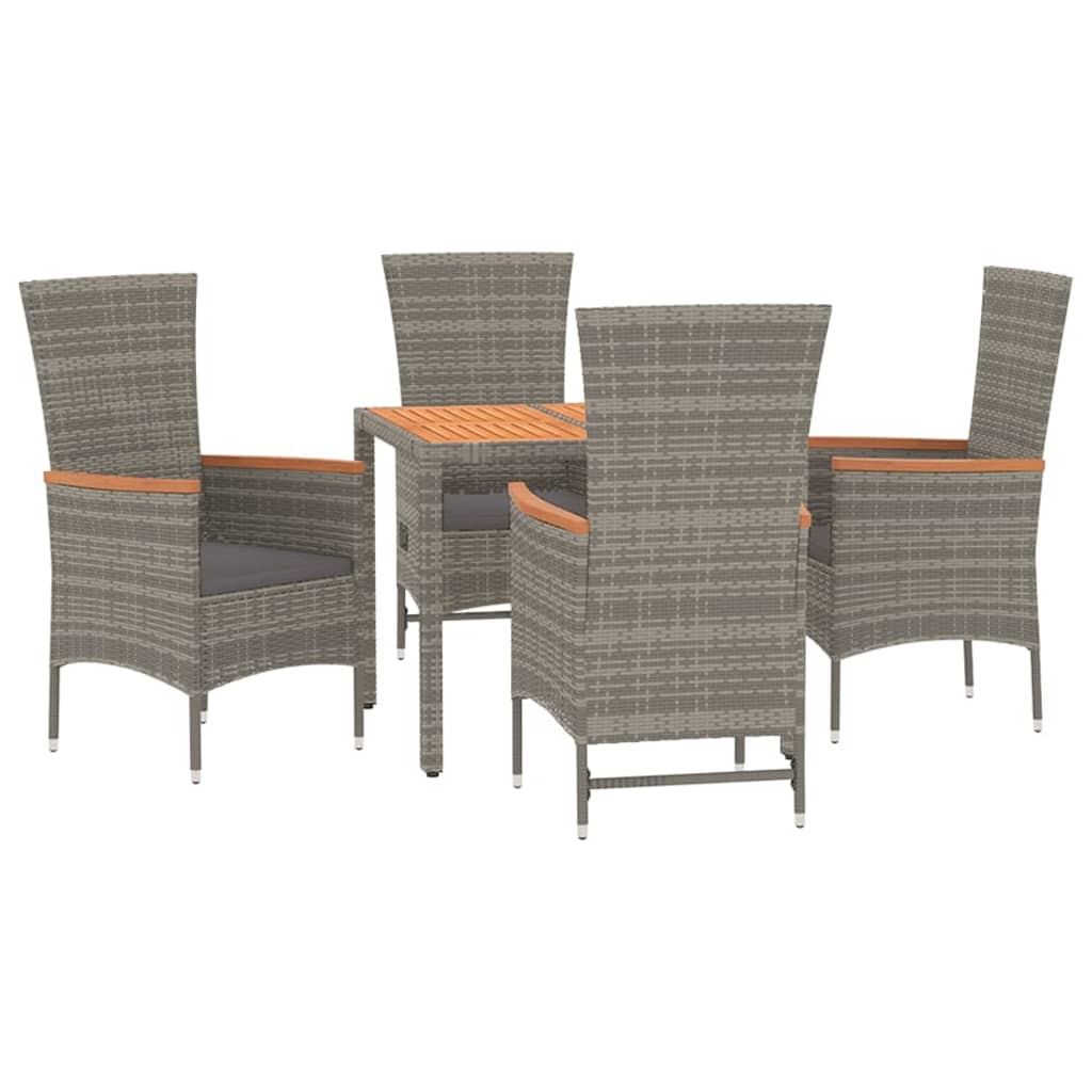 Set da Pranzo da Giardino 5 pz con Cuscini in Polyrattan Grigio | homemem39