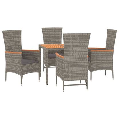 Set da Pranzo da Giardino 5 pz con Cuscini in Polyrattan Grigio | homemem39