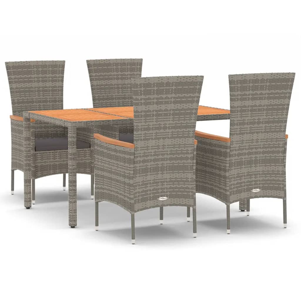Set da Pranzo da Giardino 5 pz con Cuscini in Polyrattan Grigio | homemem39