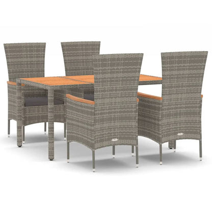 Set da Pranzo da Giardino 5 pz con Cuscini in Polyrattan Grigio | homemem39