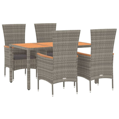 Set da Pranzo da Giardino 5 pz con Cuscini in Polyrattan Grigio | homemem39