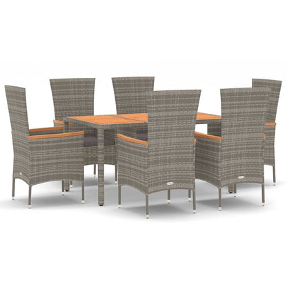 Set da Pranzo da Giardino 7 pz con Cuscini in Polyrattan Grigio | homemem39