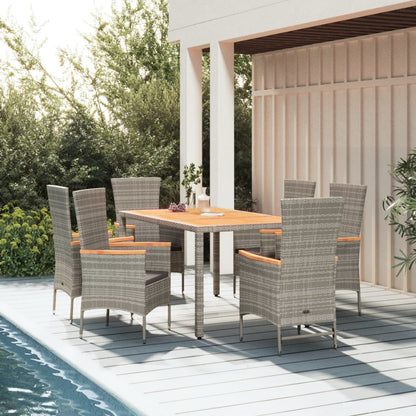 Set da Pranzo da Giardino 7 pz con Cuscini in Polyrattan Grigio | homemem39
