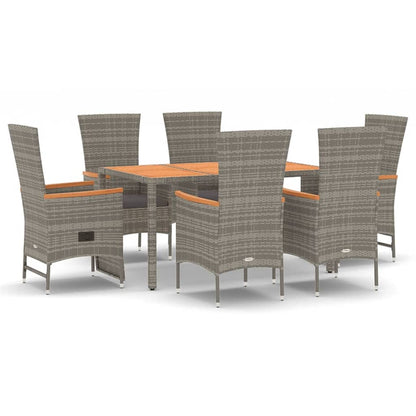 Set da Pranzo da Giardino 7 pz con Cuscini in Polyrattan Grigio | homemem39