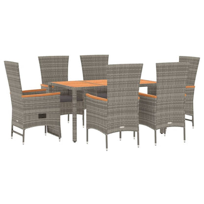 Set da Pranzo da Giardino 7 pz con Cuscini in Polyrattan Grigio | homemem39