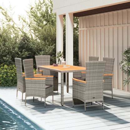 Set da Pranzo da Giardino 7 pz con Cuscini in Polyrattan Grigio | homemem39