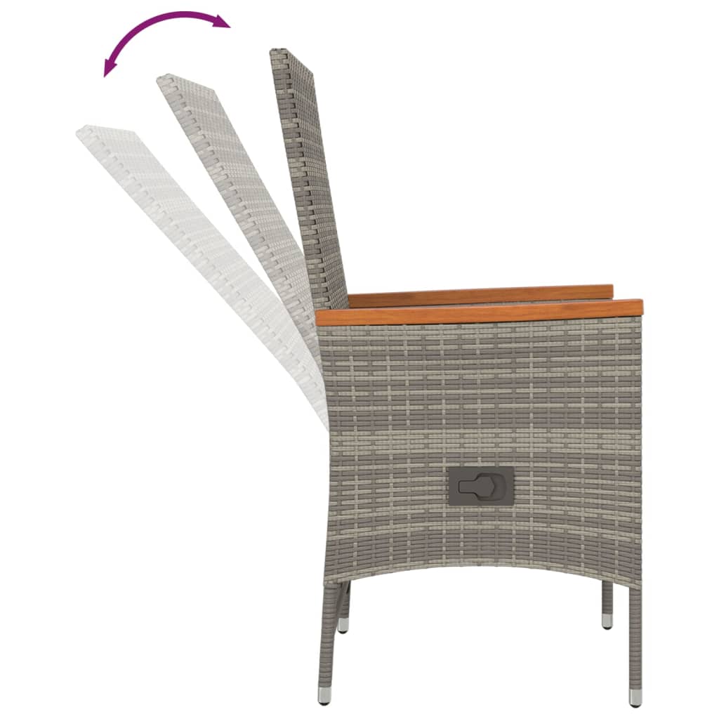Set da Pranzo da Giardino 9 pz con Cuscini in Polyrattan Grigio | homemem39
