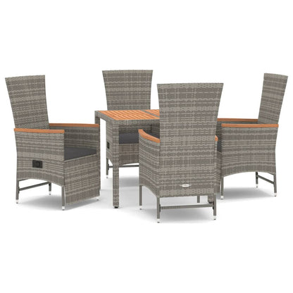 Set da Pranzo da Giardino 5 pz con Cuscini in Polyrattan Grigio | homemem39