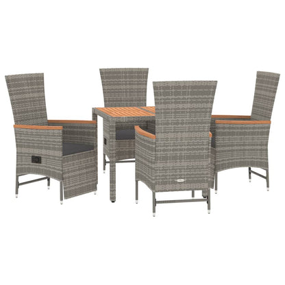 Set da Pranzo da Giardino 5 pz con Cuscini in Polyrattan Grigio | homemem39