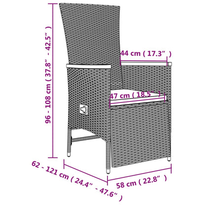 Set da Pranzo da Giardino 5 pz con Cuscini in Polyrattan Grigio | homemem39