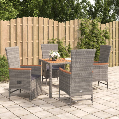 Set da Pranzo da Giardino 5 pz con Cuscini in Polyrattan Grigio | homemem39