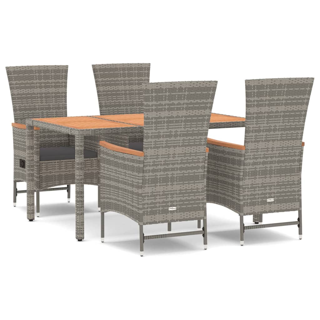 Set da Pranzo da Giardino 5 pz con Cuscini in Polyrattan Grigio | homemem39