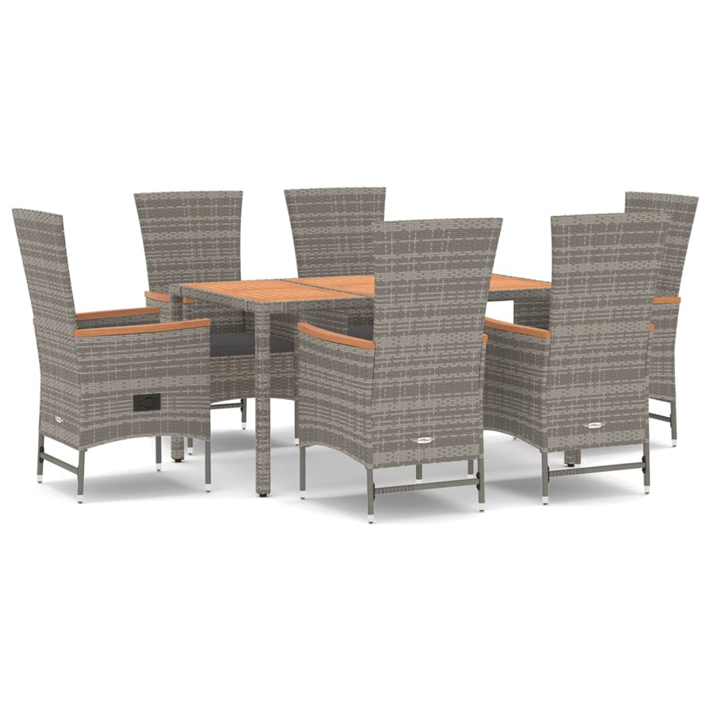 Set da Pranzo da Giardino 7 pz con Cuscini in Polyrattan Grigio | homemem39