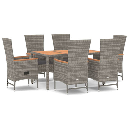 Set da Pranzo da Giardino 7 pz con Cuscini in Polyrattan Grigio | homemem39