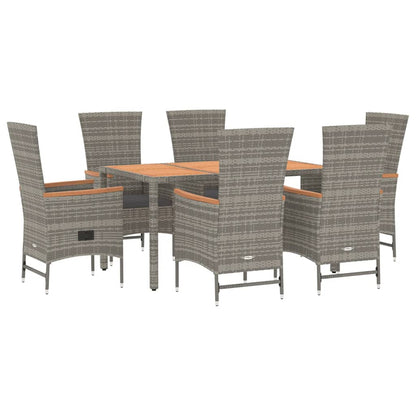 Set da Pranzo da Giardino 7 pz con Cuscini in Polyrattan Grigio | homemem39