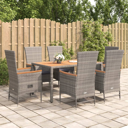 Set da Pranzo da Giardino 7 pz con Cuscini in Polyrattan Grigio | homemem39