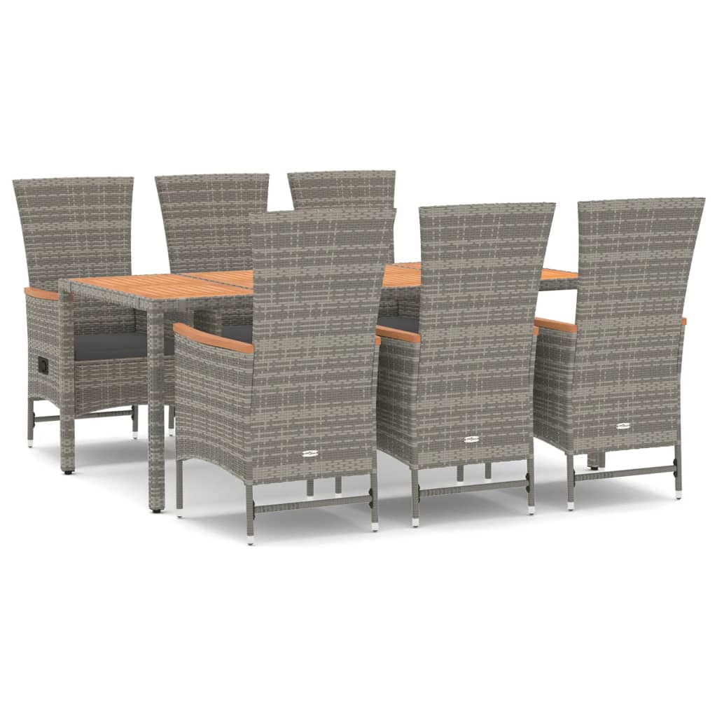 Set da Pranzo da Giardino 7 pz con Cuscini in Polyrattan Grigio - homemem39