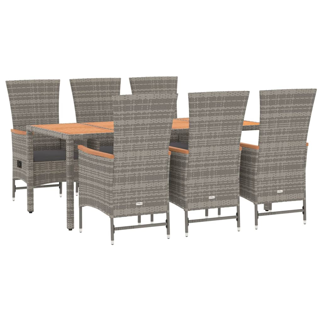 Set da Pranzo da Giardino 7 pz con Cuscini in Polyrattan Grigio - homemem39