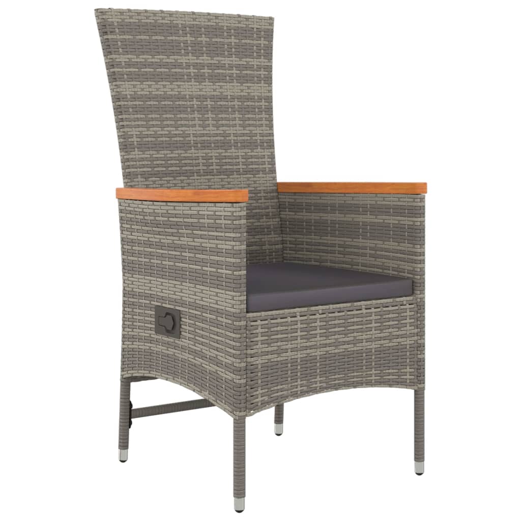 Set da Pranzo da Giardino 9 pz con Cuscini in Polyrattan Grigio | homemem39
