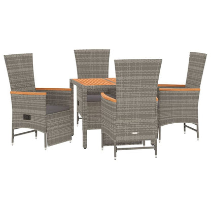 Set da Pranzo da Giardino 5 pz con Cuscini in Polyrattan Grigio | homemem39