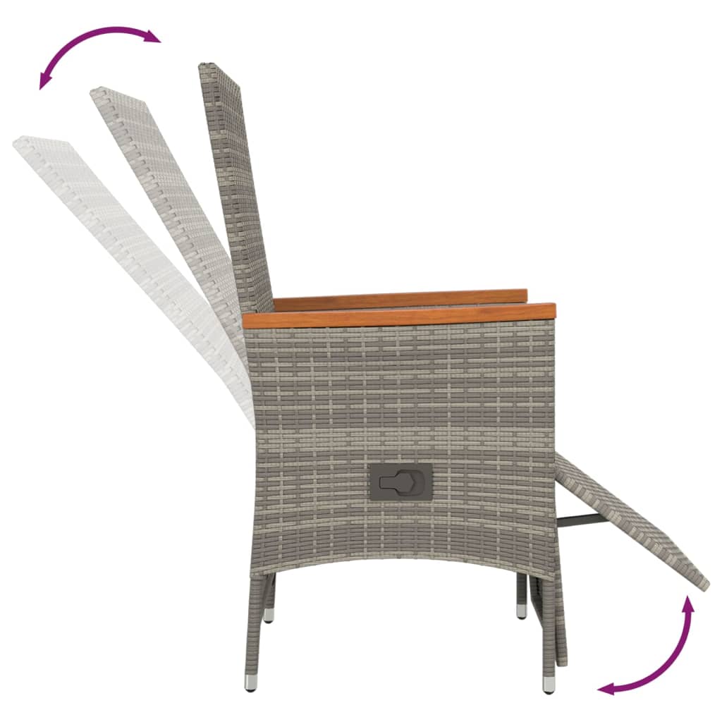 Set da Pranzo da Giardino 5 pz con Cuscini in Polyrattan Grigio | homemem39