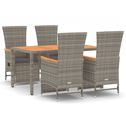 Set da Pranzo da Giardino 5 pz con Cuscini in Polyrattan Grigio | homemem39