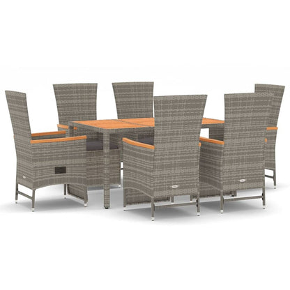 Set da Pranzo da Giardino 7 pz con Cuscini in Polyrattan Grigio | homemem39