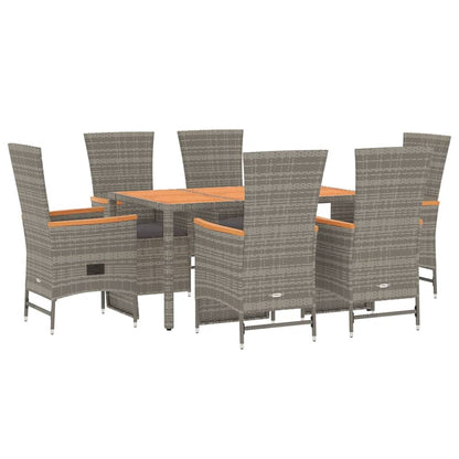 Set da Pranzo da Giardino 7 pz con Cuscini in Polyrattan Grigio | homemem39