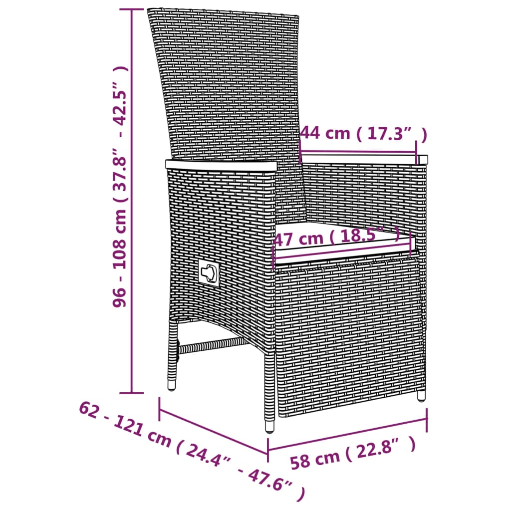 Set da Pranzo da Giardino 7 pz con Cuscini in Polyrattan Grigio | homemem39
