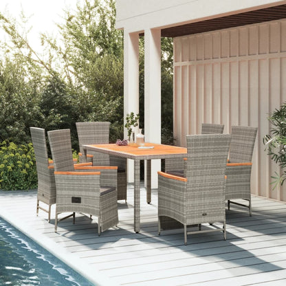 Set da Pranzo da Giardino 7 pz con Cuscini in Polyrattan Grigio | homemem39