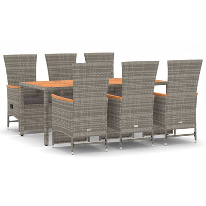 Set da Pranzo da Giardino 7 pz con Cuscini in Polyrattan Grigio | homemem39