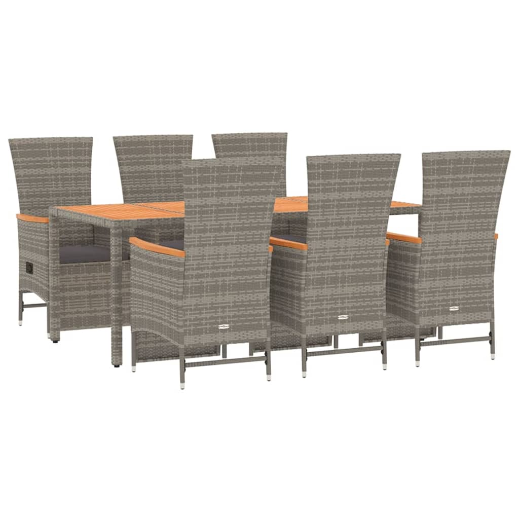 Set da Pranzo da Giardino 7 pz con Cuscini in Polyrattan Grigio | homemem39
