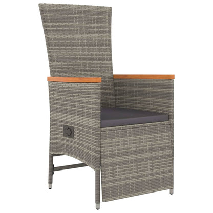 Set da Pranzo da Giardino 7 pz con Cuscini in Polyrattan Grigio | homemem39