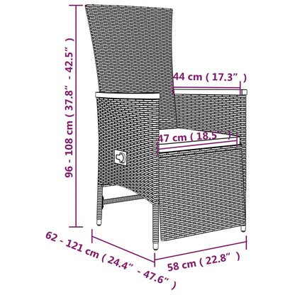 Set da Pranzo da Giardino 7 pz con Cuscini in Polyrattan Grigio | homemem39