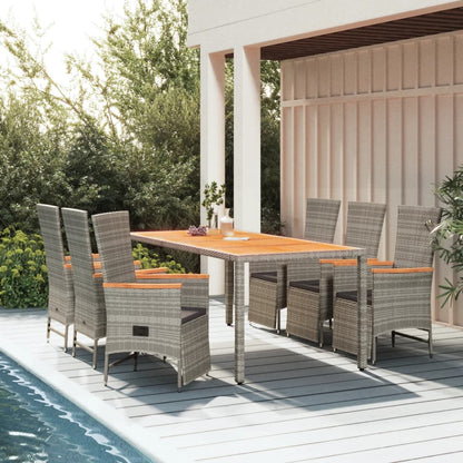 Set da Pranzo da Giardino 7 pz con Cuscini in Polyrattan Grigio | homemem39