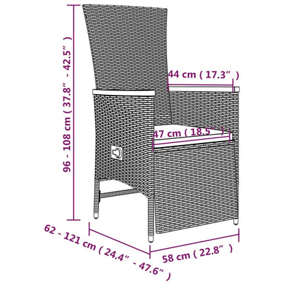 Set da Pranzo da Giardino 9 pz con Cuscini in Polyrattan Grigio | homemem39