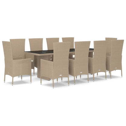 Set da Pranzo da Giardino 11 pz con Cuscini Beige in Polyrattan | homemem39