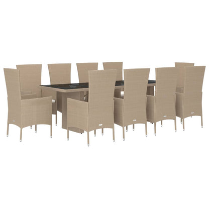 Set da Pranzo da Giardino 11 pz con Cuscini Beige in Polyrattan | homemem39