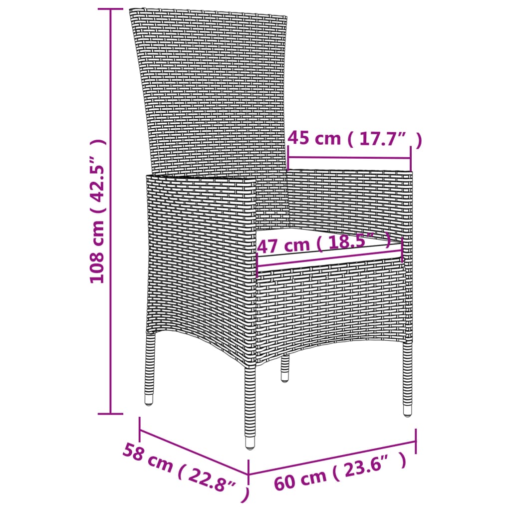 Set da Pranzo da Giardino 11 pz con Cuscini Beige in Polyrattan | homemem39